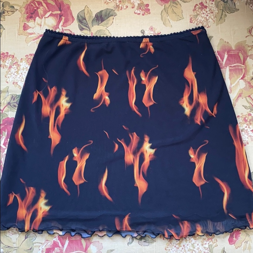Flame Mesh Miniskirt